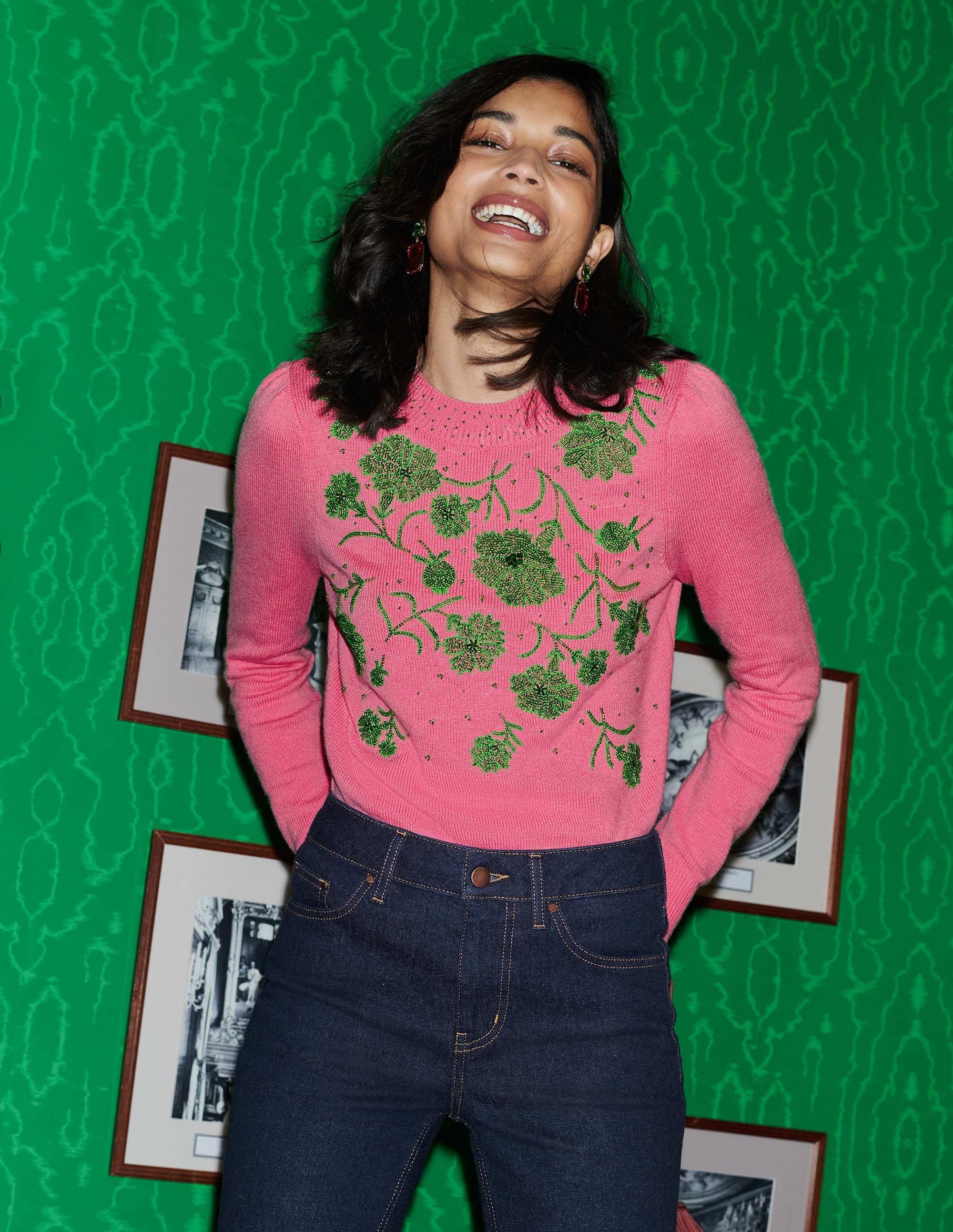 Felicity Embellished Jumper-Flamingo Pink - Image 5