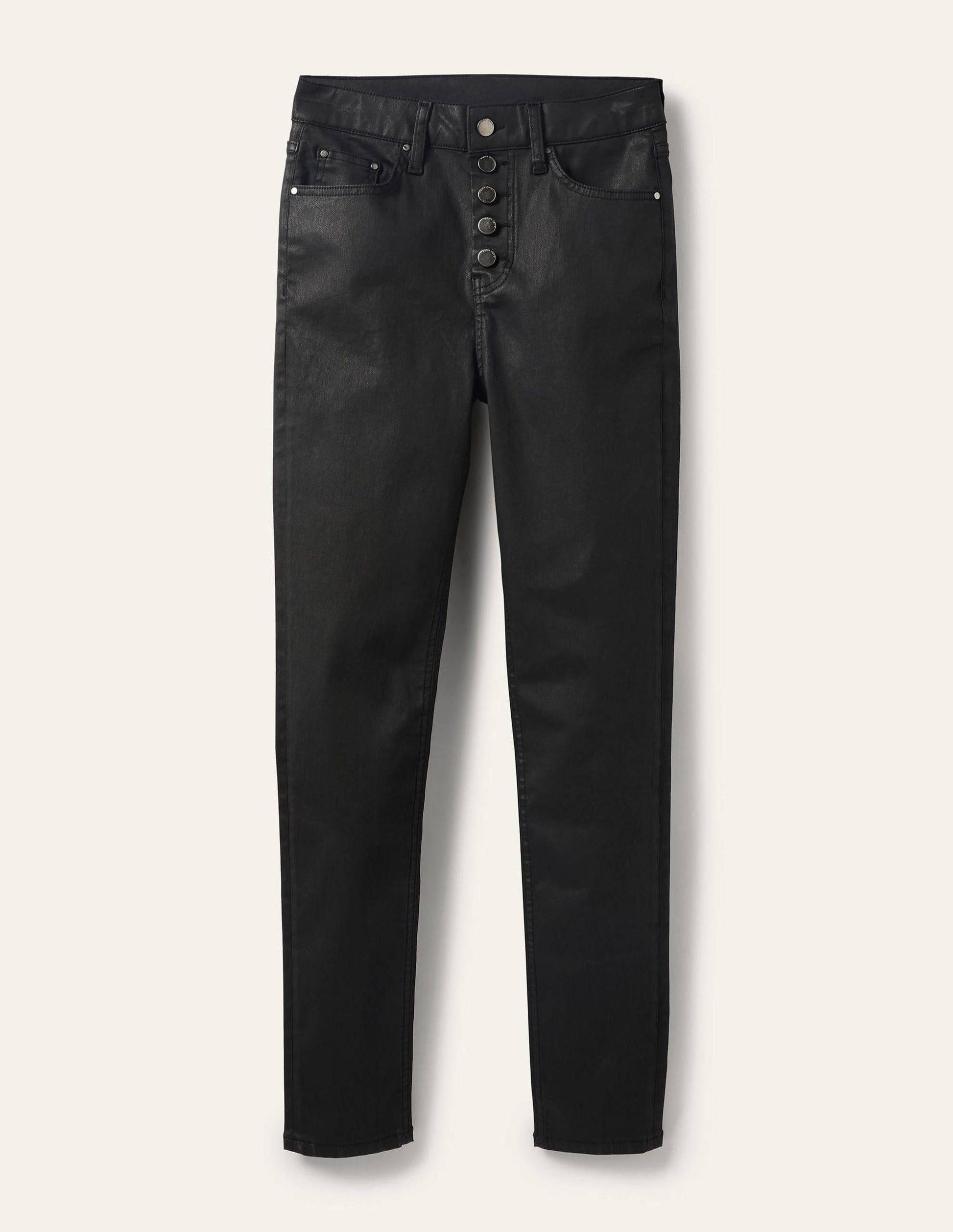 Button Fly Skinny Jeans-Black Waxed-6