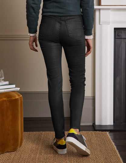 Button Fly Skinny Jeans-Black Waxed-3