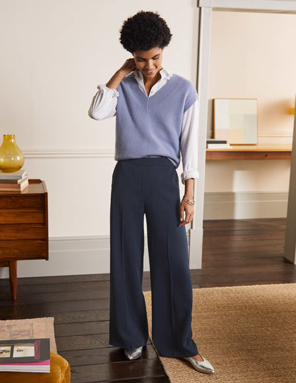 Albemarle Wide Leg Trousers-Navy-4