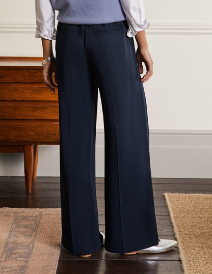 Albemarle Wide Leg Trousers-Navy-2