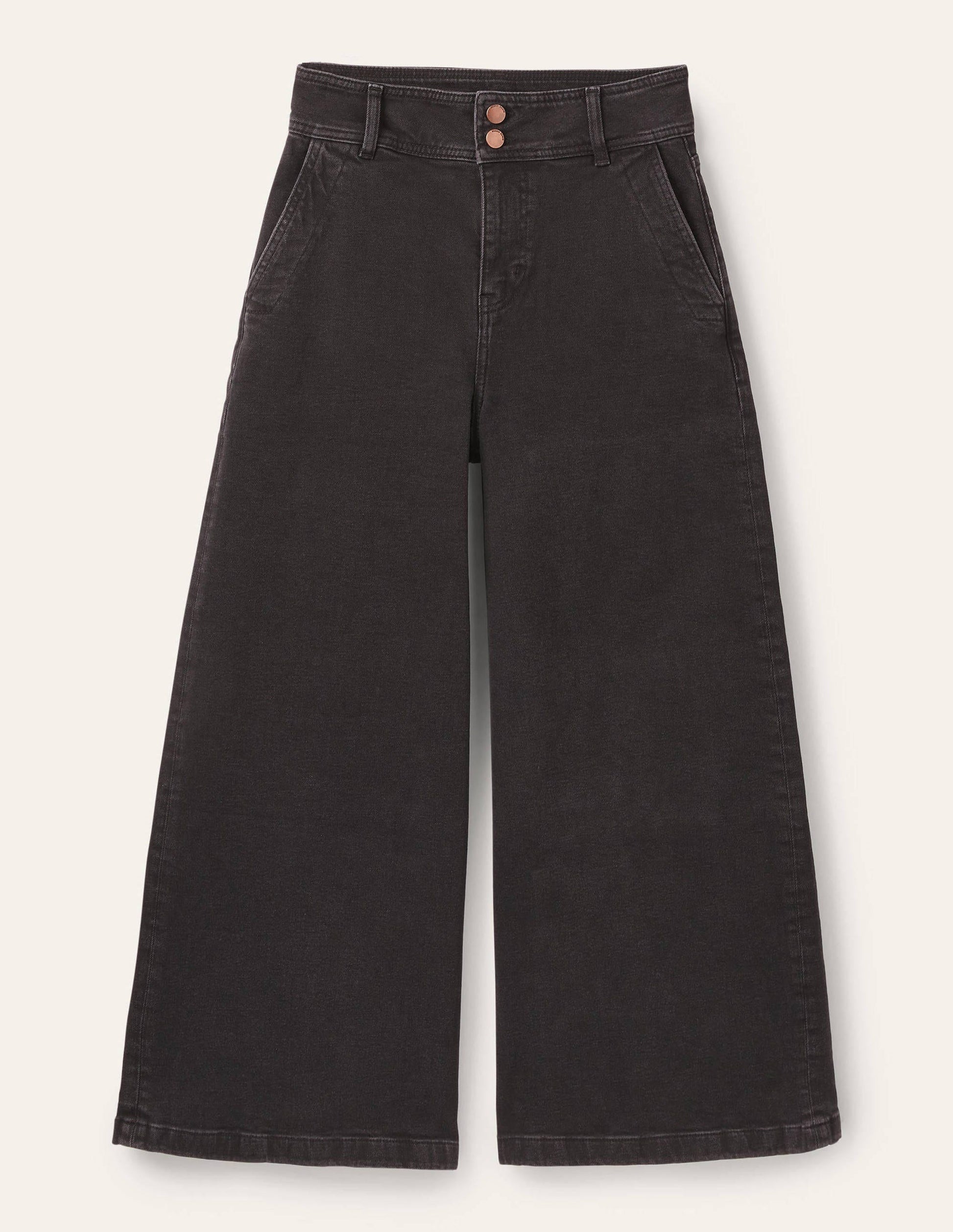 Wide Leg Denim Culottes-Washed Black-6