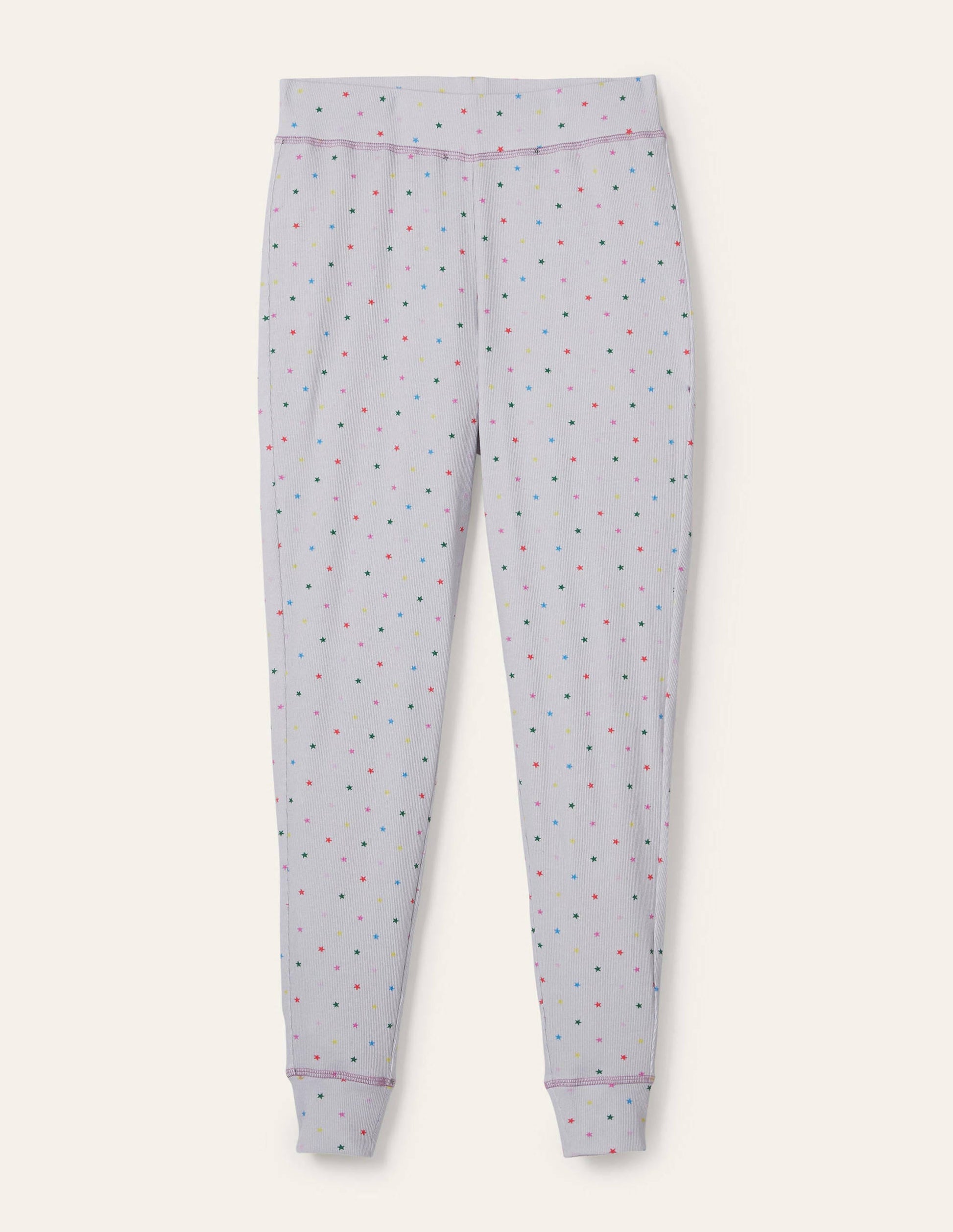 Ribbed Pyjama Leggings-Grey Marl, Multi Little Star-6