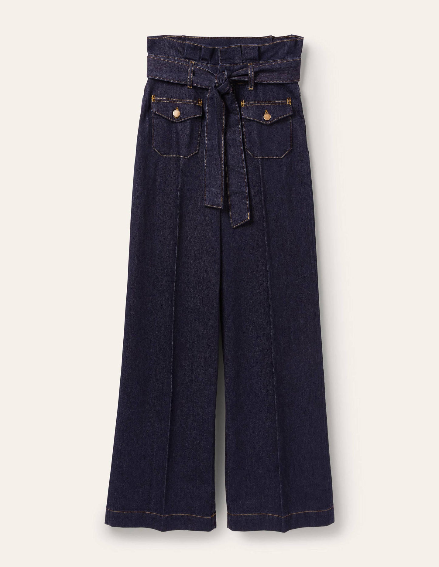 Paperbag Wide Leg Jeans-Indigo
