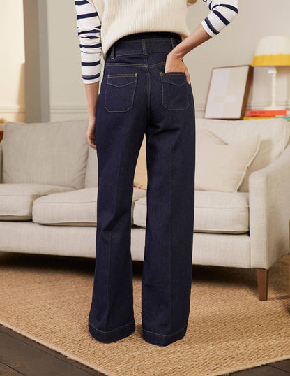 Paperbag Wide Leg Jeans-Indigo-2