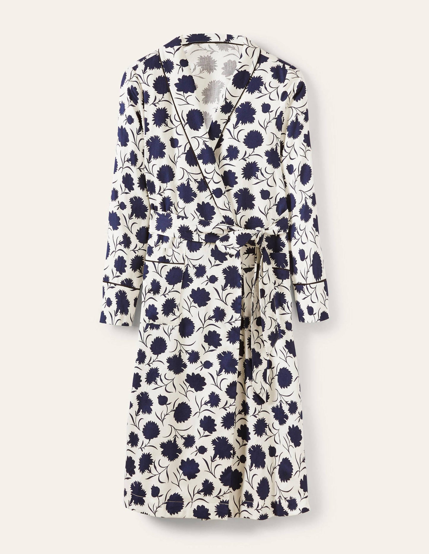 Cotton Dressing Gown-Ivory, Leafy Bud