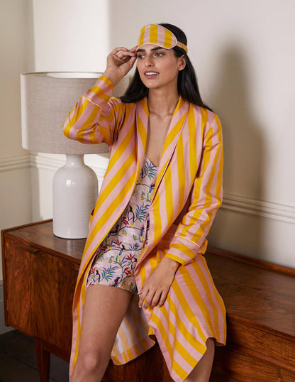 Cotton Dressing Gown-Milkshake and Wasp Stripe-5