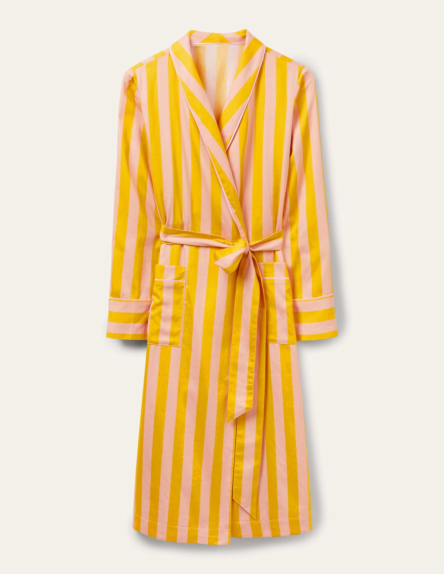 Cotton Dressing Gown-Milkshake and Wasp Stripe