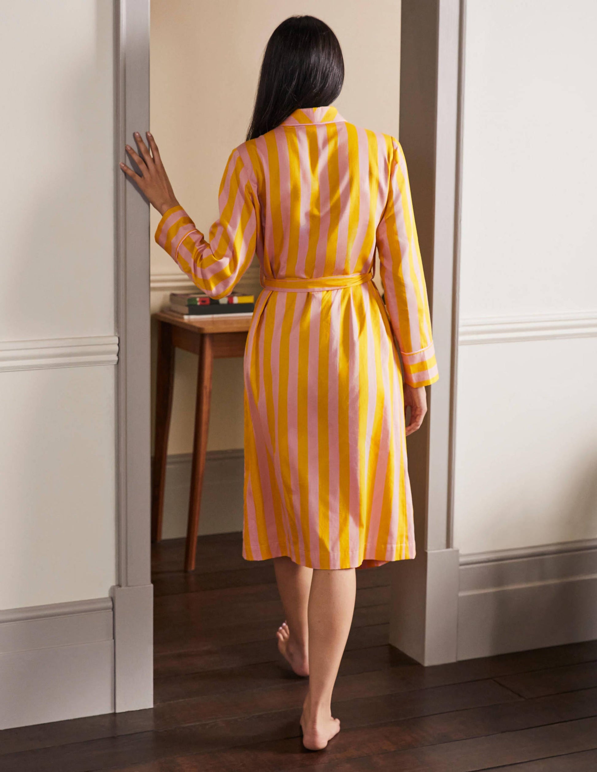 Cotton Dressing Gown-Milkshake and Wasp Stripe-2