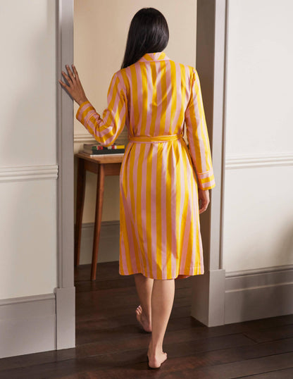Cotton Dressing Gown-Milkshake and Wasp Stripe-2