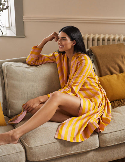 Cotton Dressing Gown-Milkshake and Wasp Stripe-3