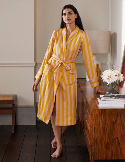 Cotton Dressing Gown-Milkshake and Wasp Stripe-4