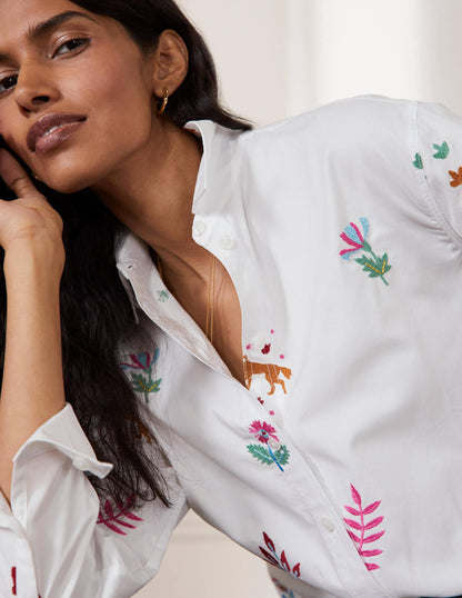 Agnes Oversized Shirt-White Embroidered-1