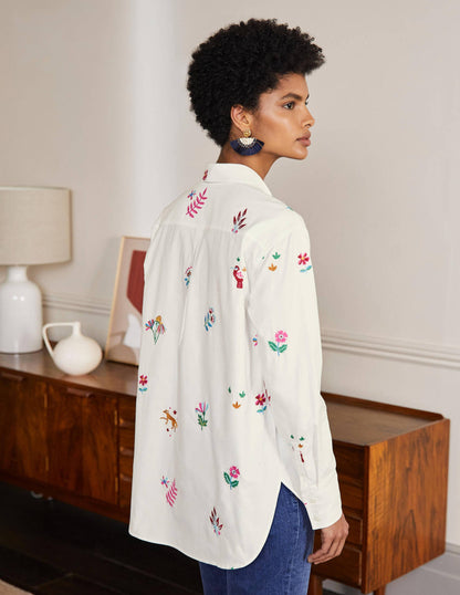 Agnes Oversized Shirt-White Embroidered-2