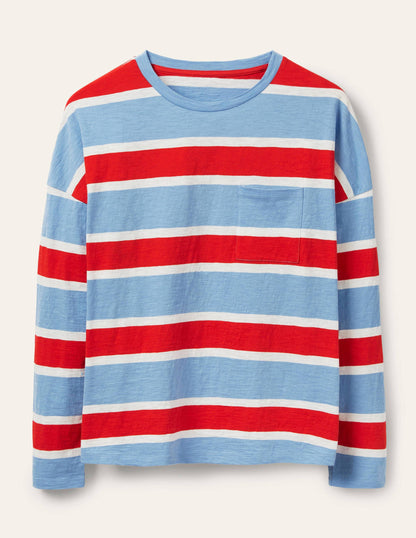 Boxy Jersey Tee-Frosted Blue/ Red Stripe-5