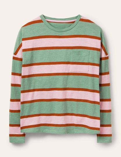 Boxy Jersey Tee-Duck Egg/ Coconut Stripe-5