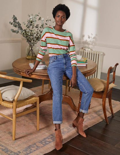 Boxy Jersey Tee-Duck Egg/ Coconut Stripe-3