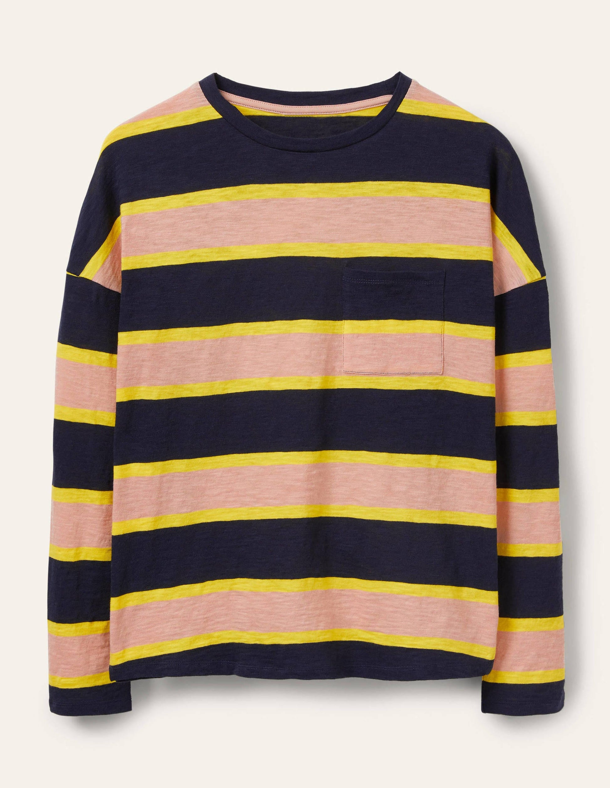 Boxy Jersey Tee-Navy/ Milkshake Stripe-5