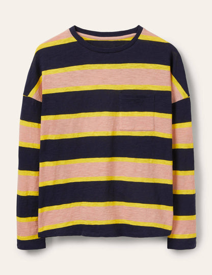 Boxy Jersey Tee-Navy/ Milkshake Stripe-5