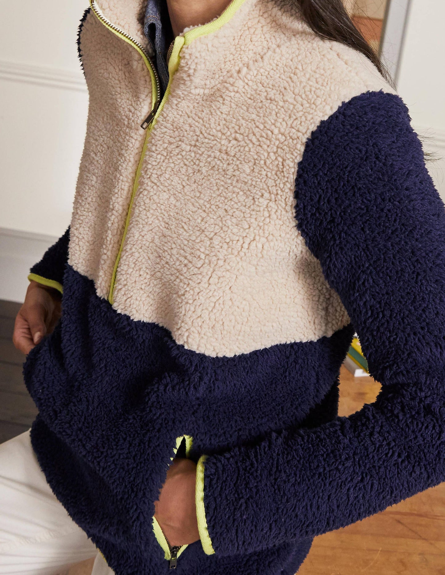 Greta Fleece-Navy / Ecru