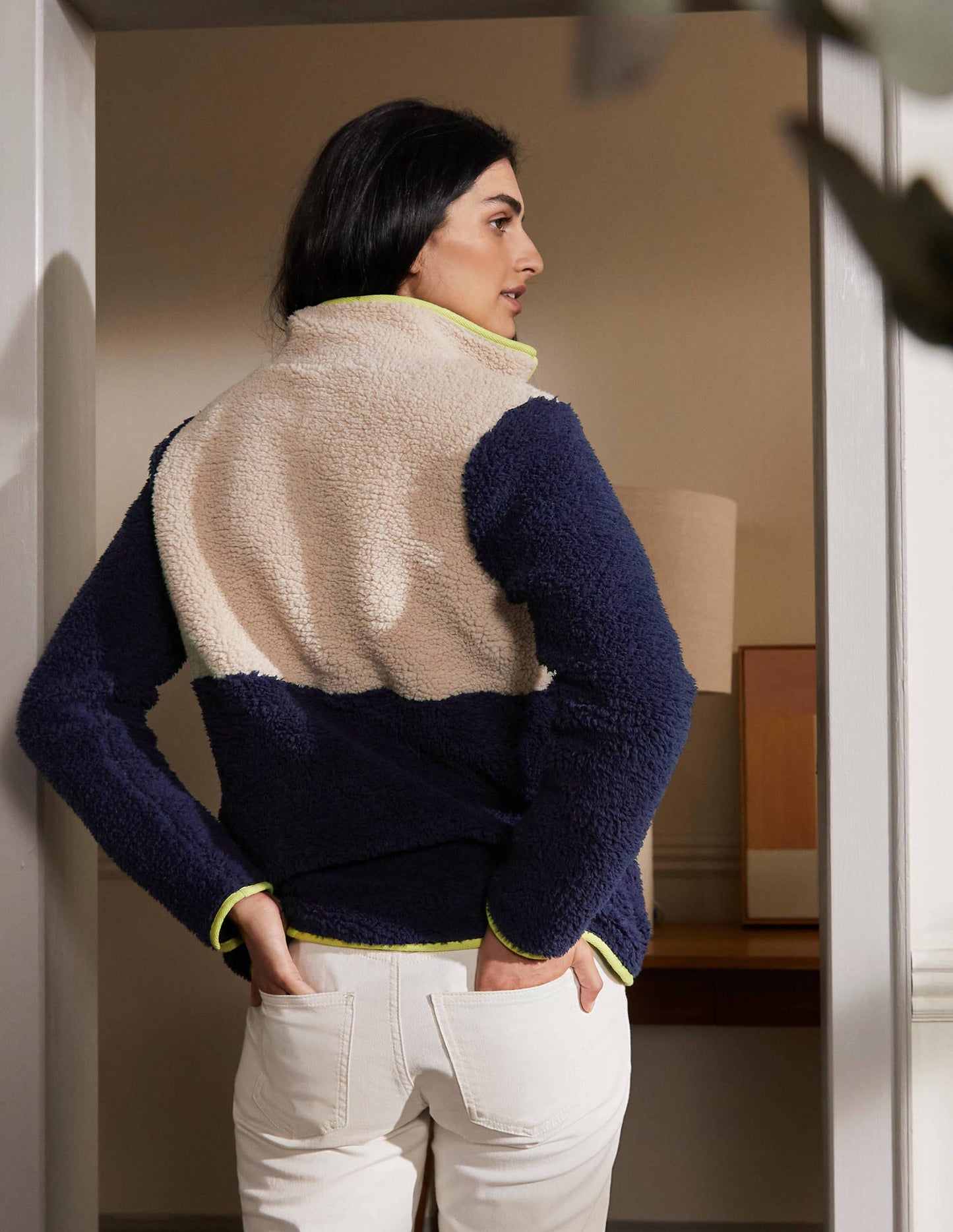 Greta Fleece-Navy / Ecru