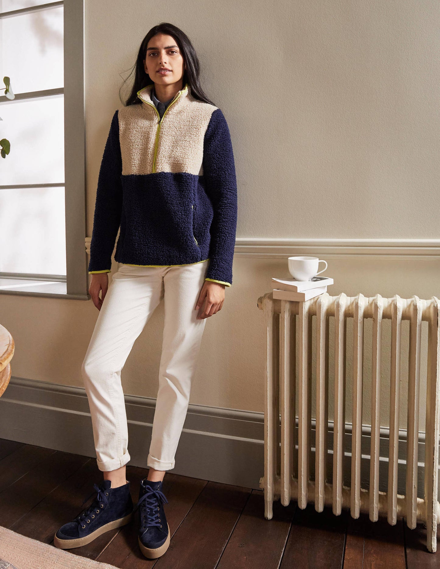 Greta Fleece-Navy / Ecru