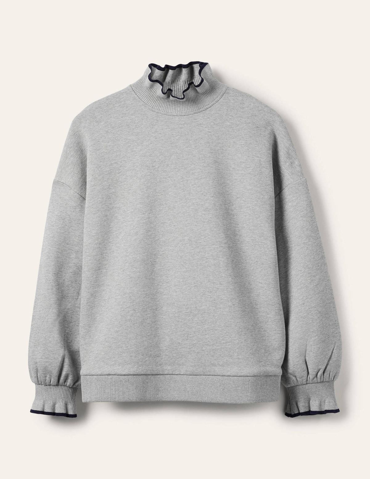 Ruffle Detail Sweatshirt-Grey Marl - Image 7