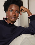Ruffle Detail Sweatshirt-Navy