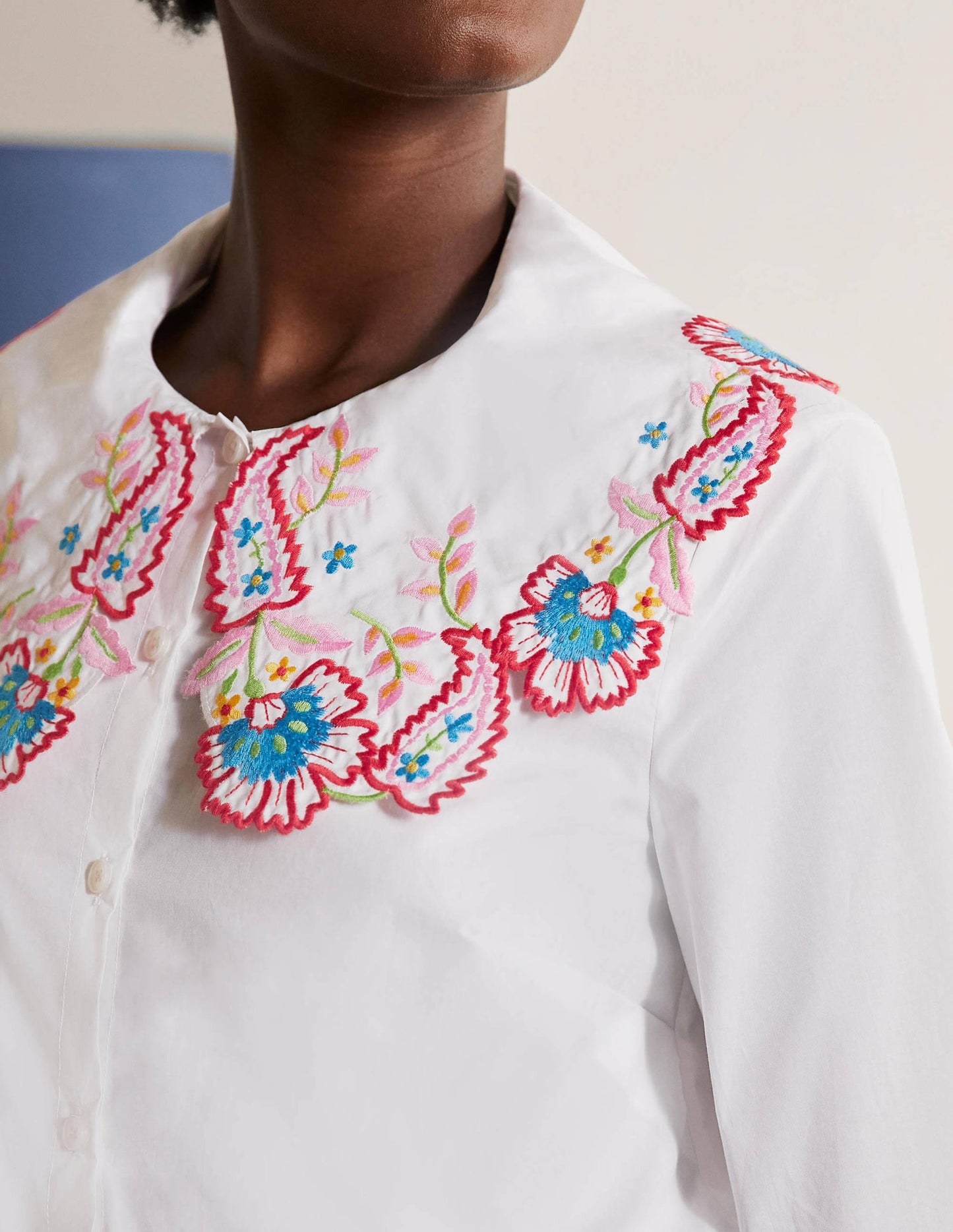 Antonia Embroidered Shirt-White