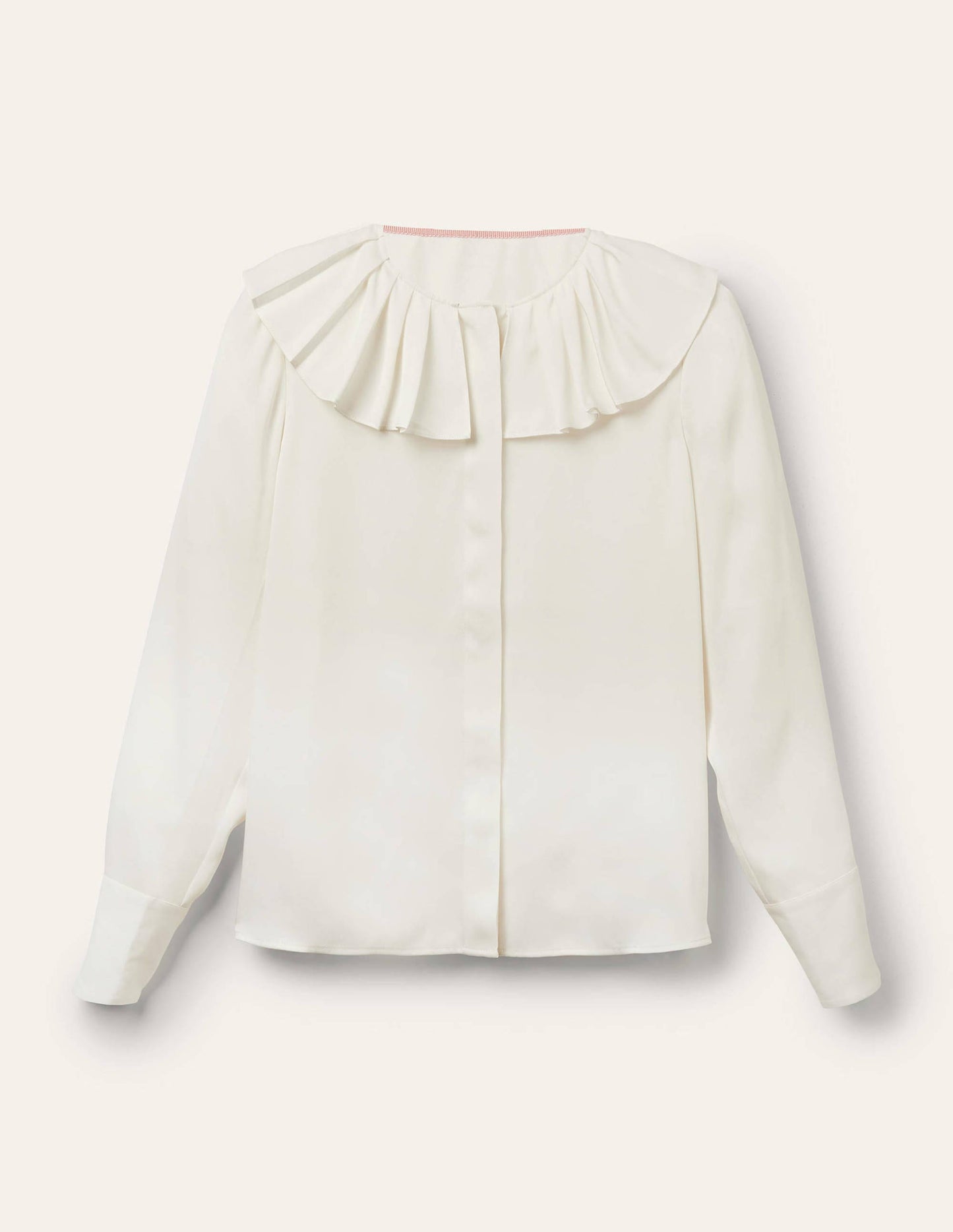 Pleated Collar Boxy Top-Ivory