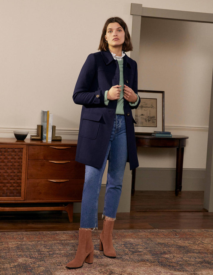 Durham Wool Blend Coat-Navy