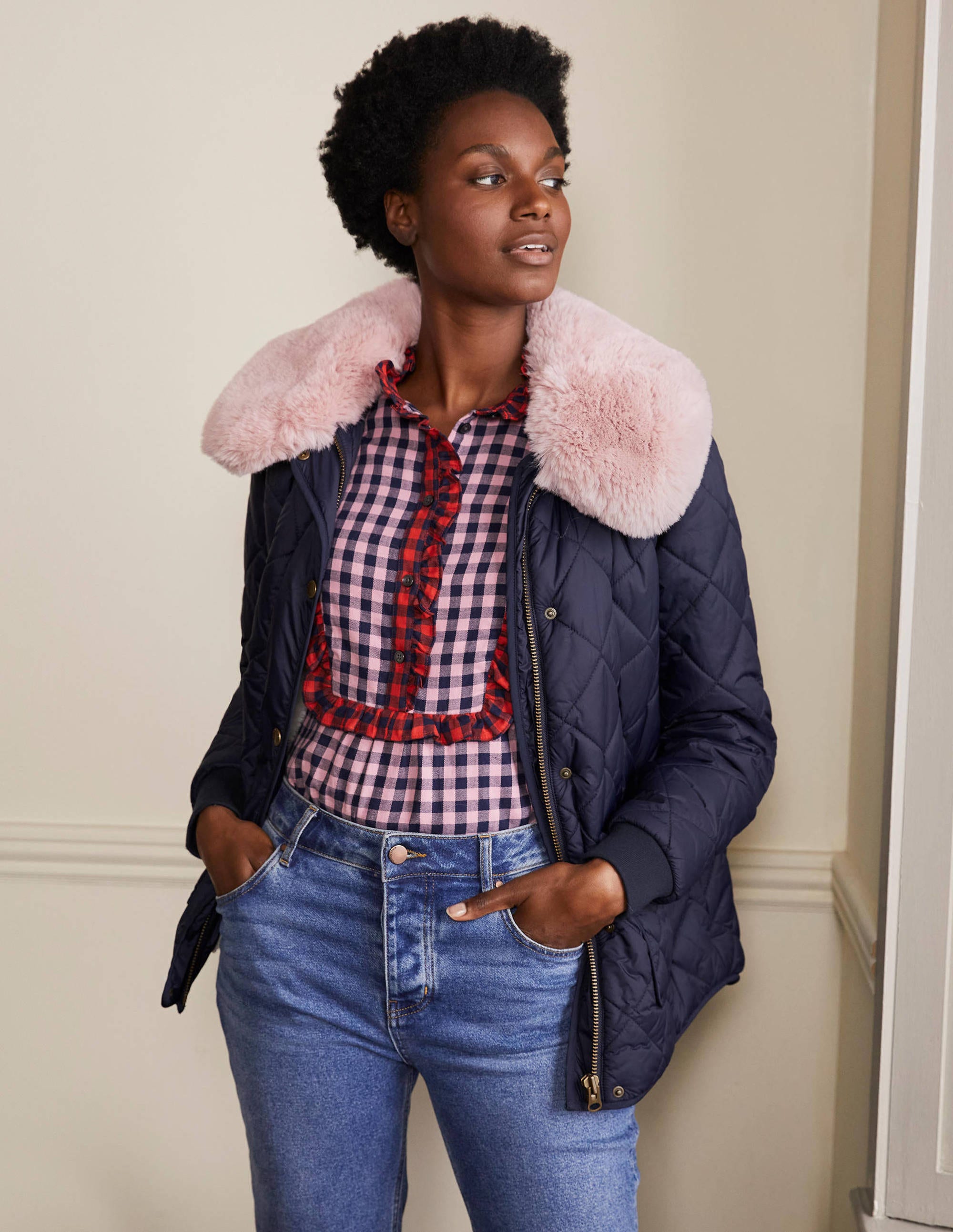 Hollie Quilted Jacket-Navy - Image 6