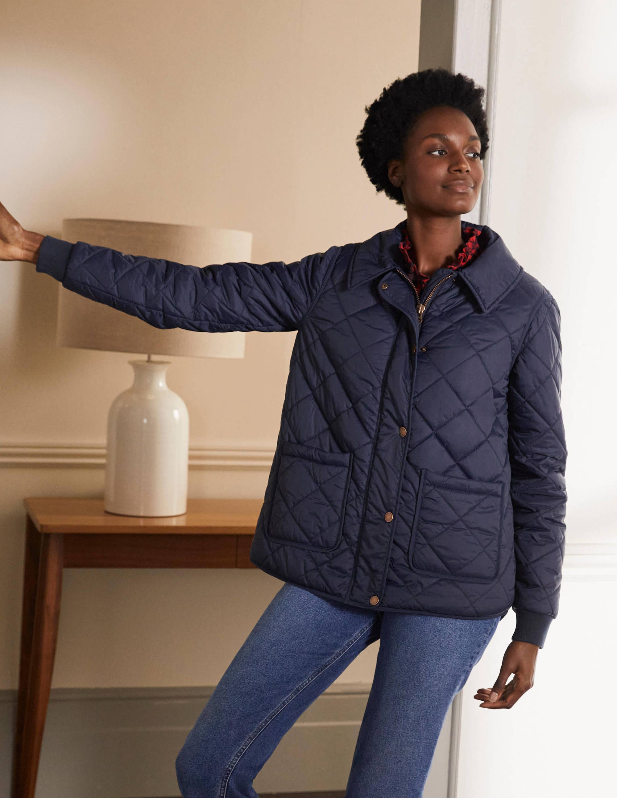 Hollie Quilted Jacket-Navy - Image 4