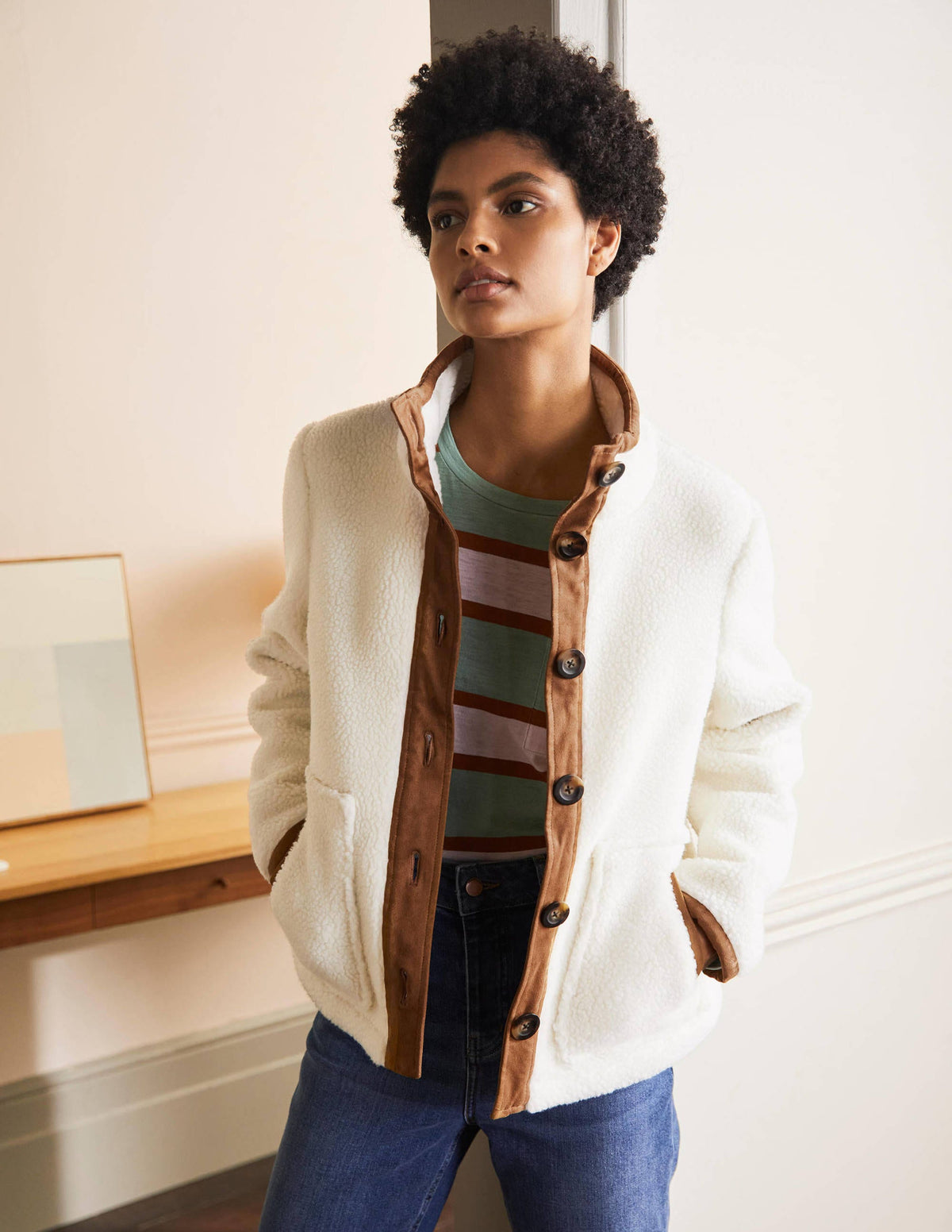 Marcia Sherpa Jacket-Ivory - Image 5
