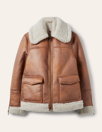 Dunmore Faux Shearling Jacket-Fudge-7