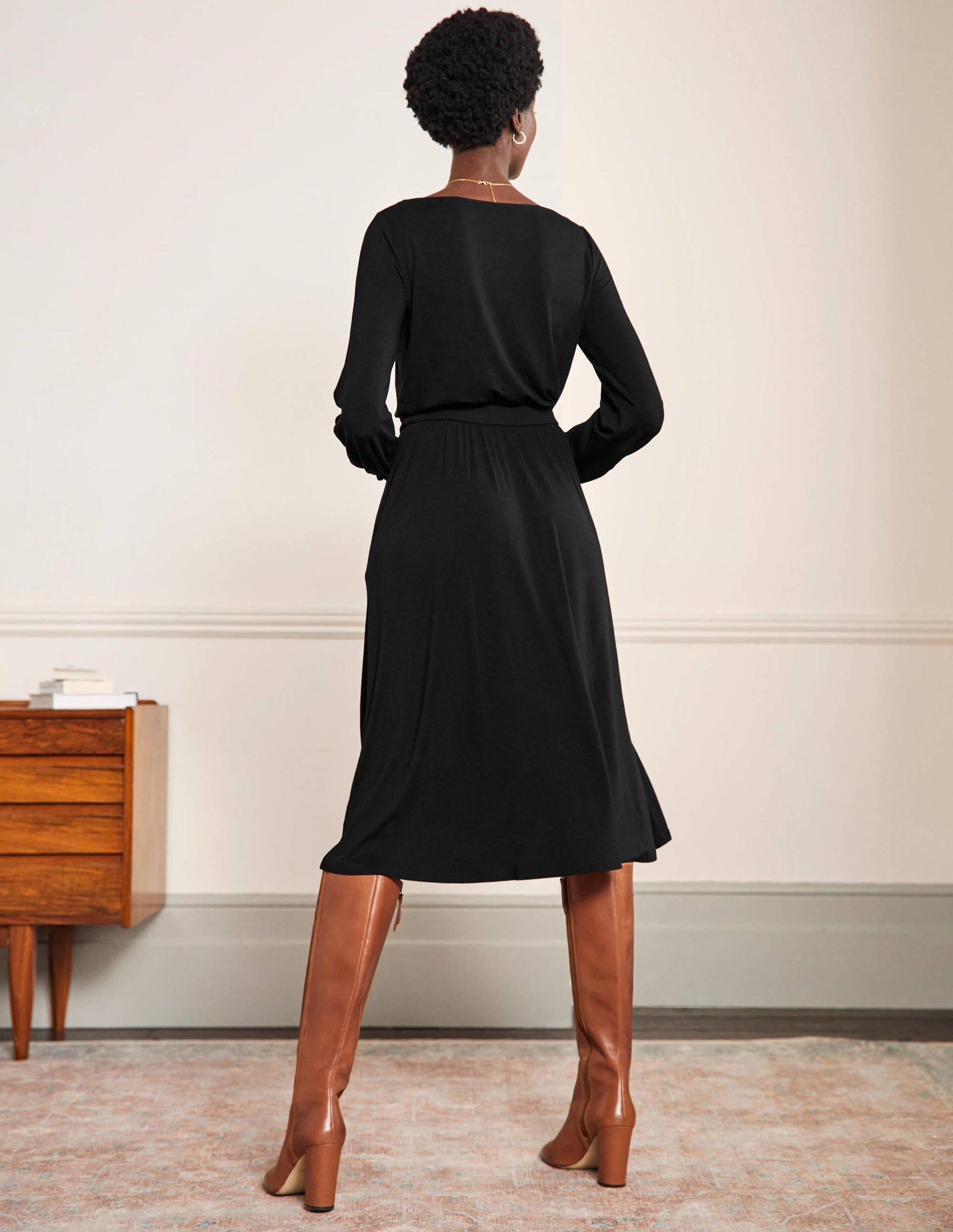 Evelyn Jersey Midi Dress-Black-3