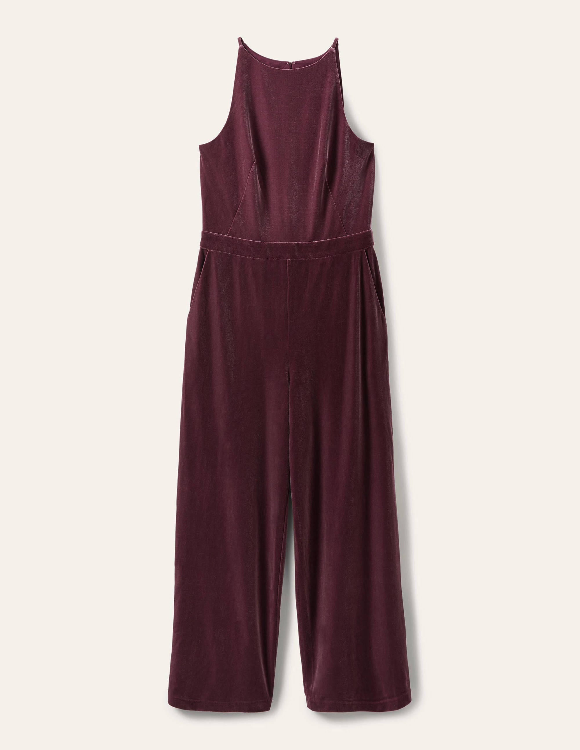 Halterneck Velvet Jumpsuit-Deep Wisteria - Image 5