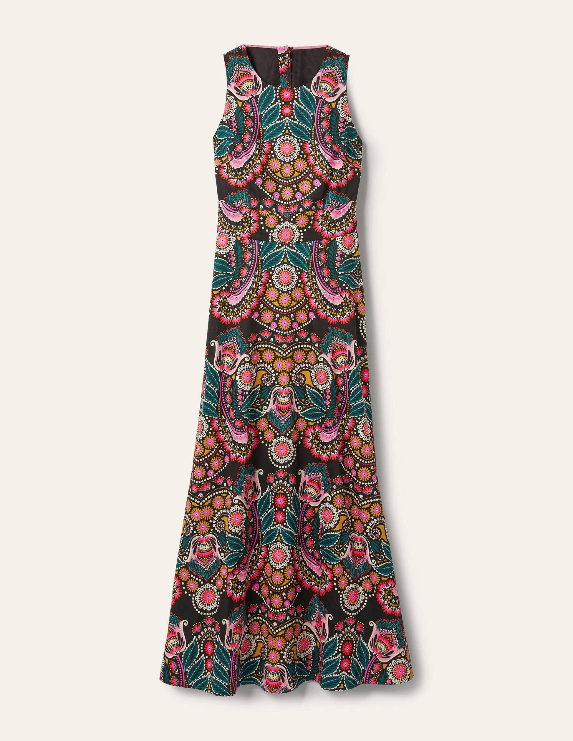 Back Detail Maxi Dress-Black, Daisy Paisley-5