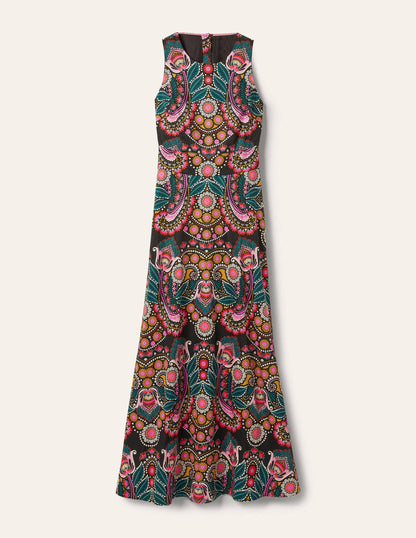 Back Detail Maxi Dress-Black, Daisy Paisley-5