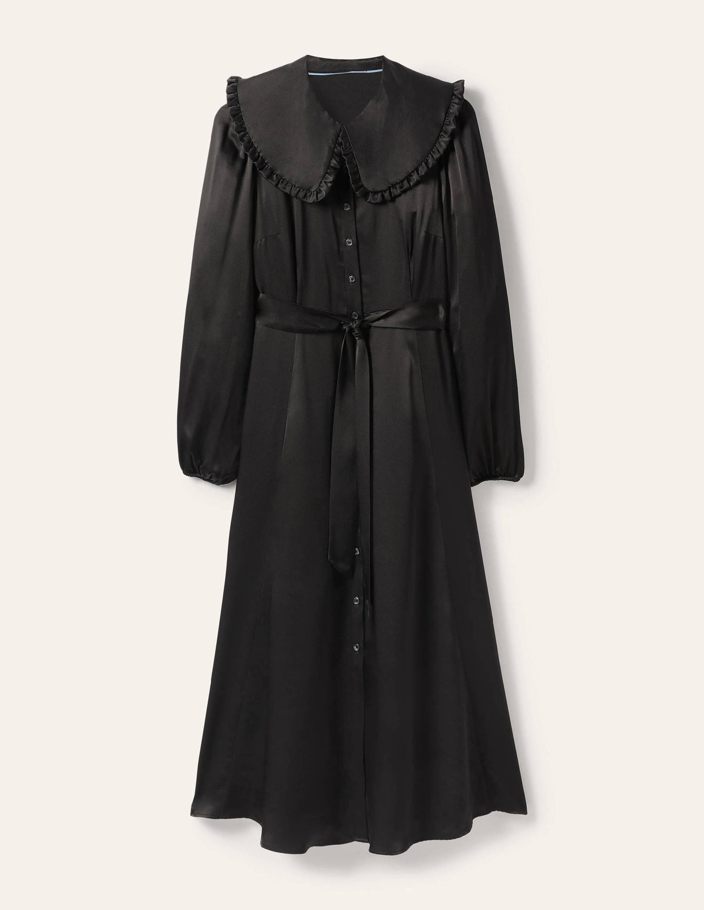 Collar Shirt Dress-Black