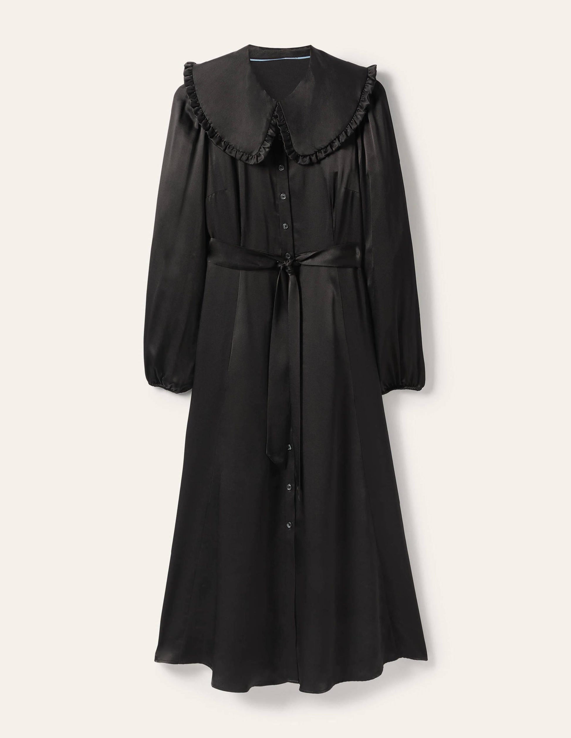 Collar Shirt Dress-Black-5