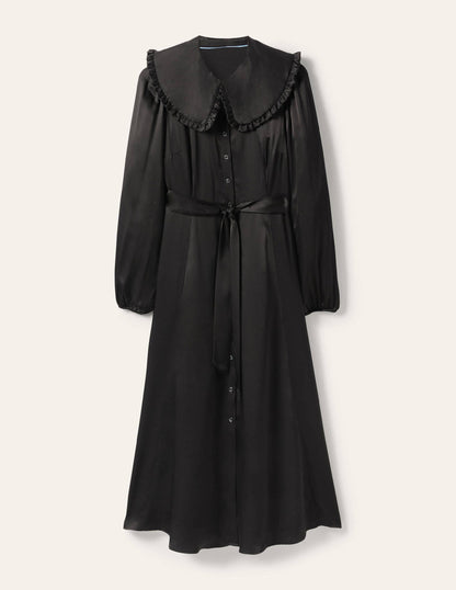 Collar Shirt Dress-Black-6