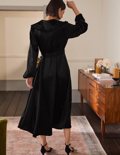 Collar Shirt Dress-Black-3