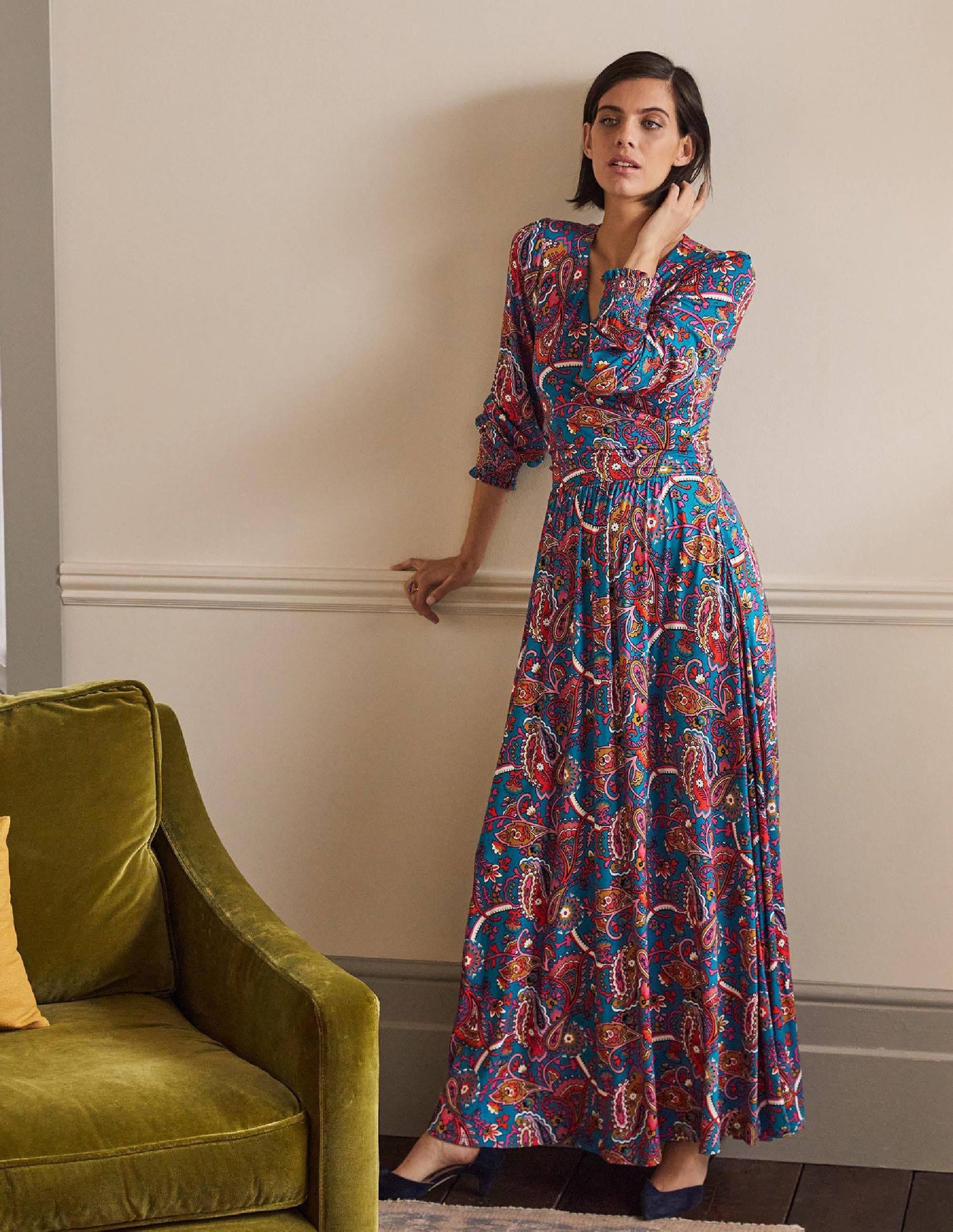 Jersey Maxi Wrap Dress-Winter Azure, Fantastical-1