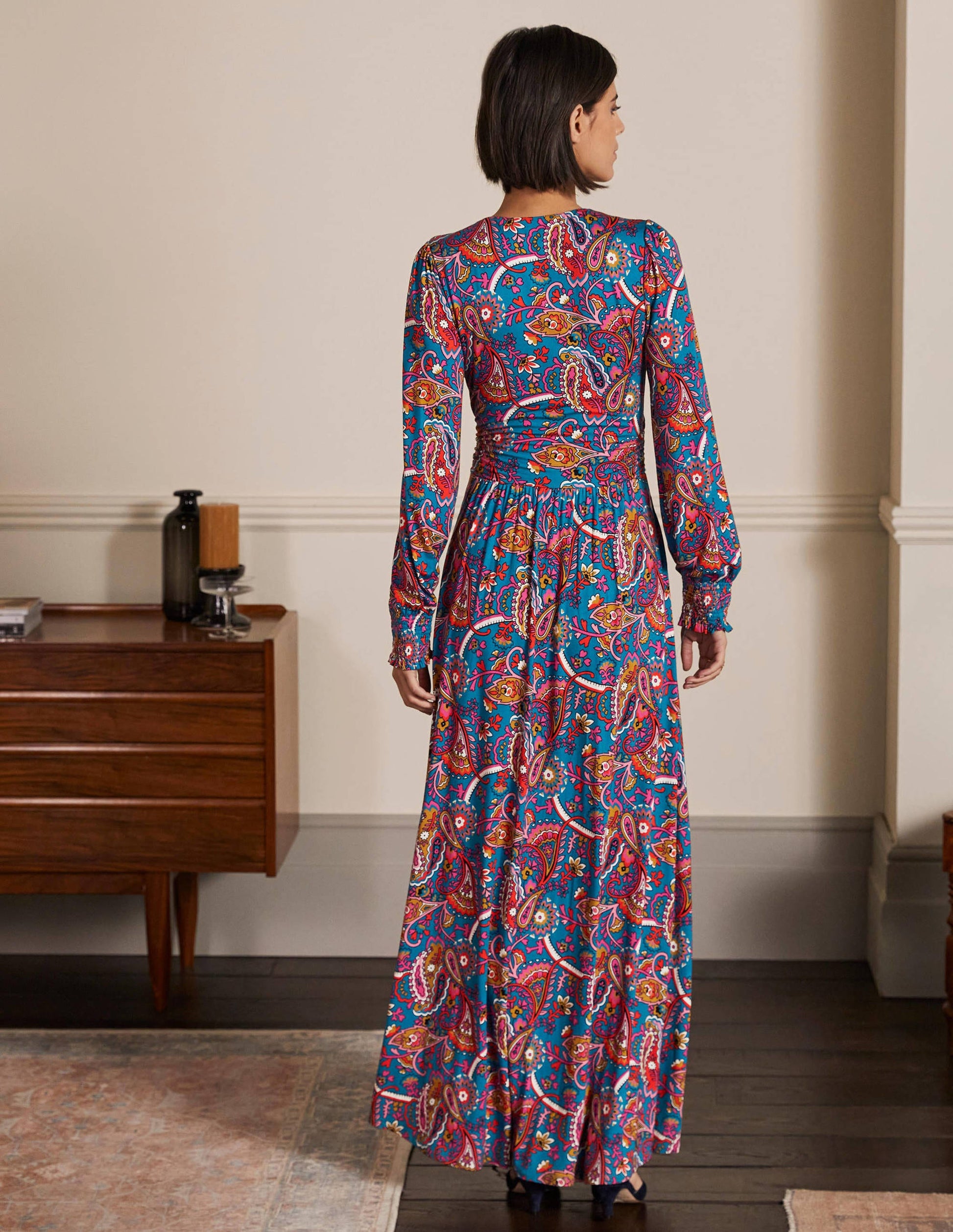 Jersey Maxi Wrap Dress-Winter Azure, Fantastical-3