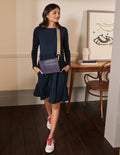 Tiered Ponte Dress-Navy