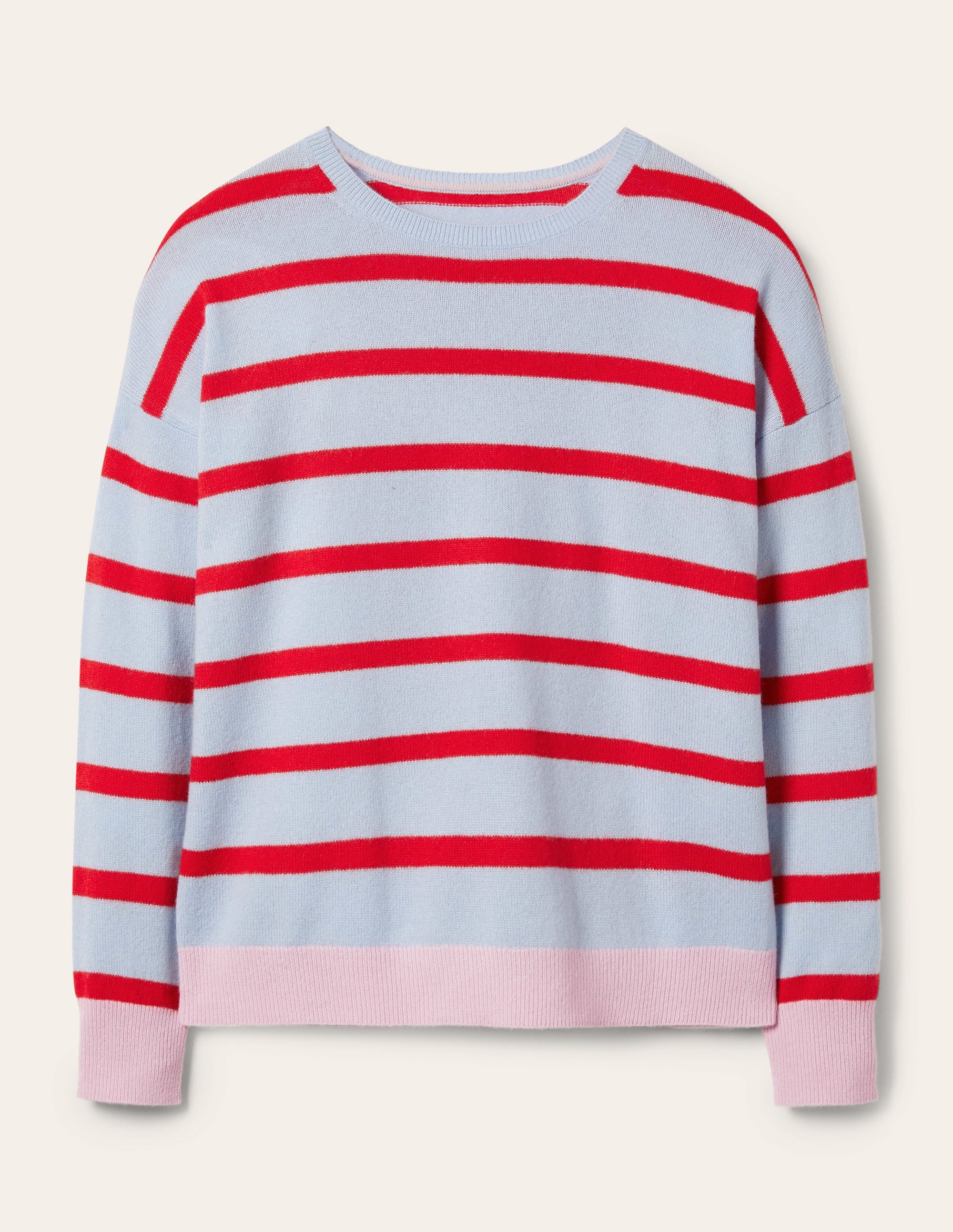 Striped Cashmere Jumper-Lapis Light Blue Stripe - Image 7