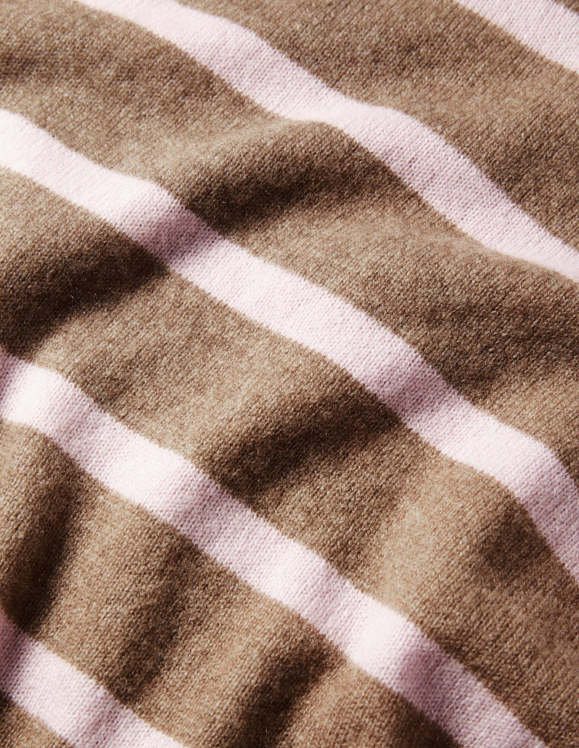 Striped Cashmere Jumper-Oatmeal Brown Stripe - Image 6
