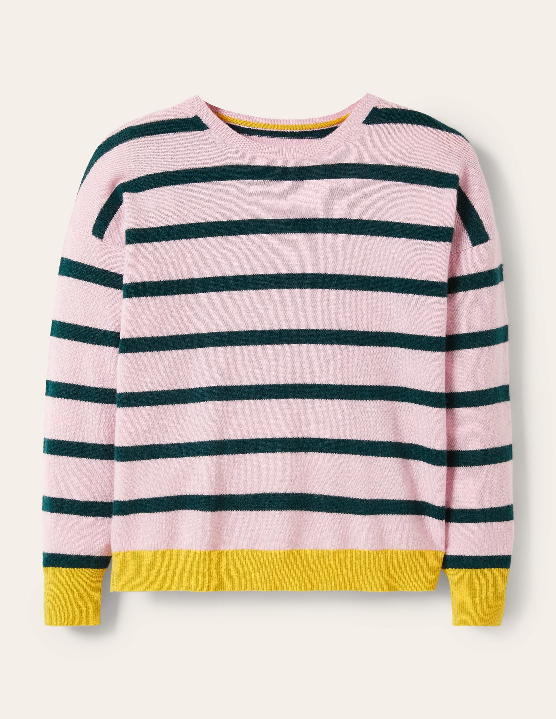 Striped Cashmere Jumper-Morganite Pink Stripe-5