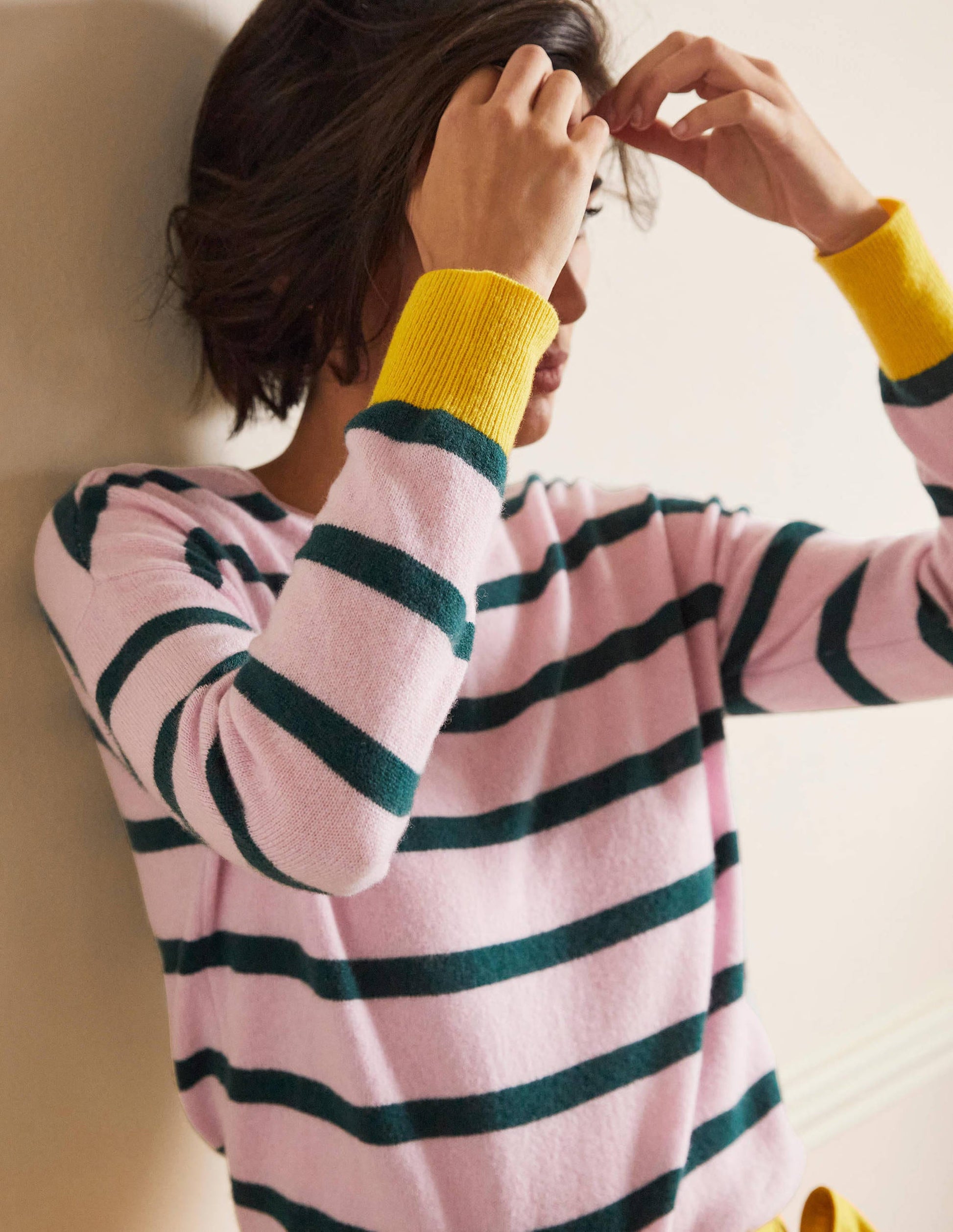 Striped Cashmere Jumper-Morganite Pink Stripe-2